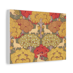 Autumn Deer Forest Canvas Wall Art — Rustic Fall Woodland Stag Print, Matte Stretched 1.25"