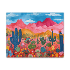 Colorful Desert Cactus Canvas Wall Art - Matte Stretched 1.25"