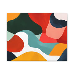 Abstract Colorful Waves Matte Canvas Wall Art – Modern Organic Shapes Stretched Print