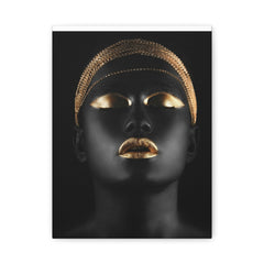 Gold Accented Black Portrait Canvas — Modern Glam Wall Art