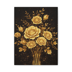 Golden Roses Bouquet Canvas Art — Matte Stretched Wall Decor