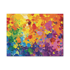 Rainbow Paint Splatter Matte Canvas Print — Vibrant Abstract Stretched Wall Art