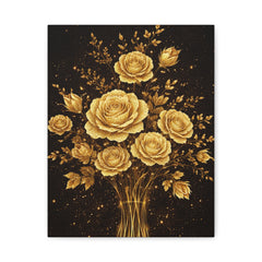 Golden Roses Bouquet Canvas Art — Matte Stretched Wall Decor