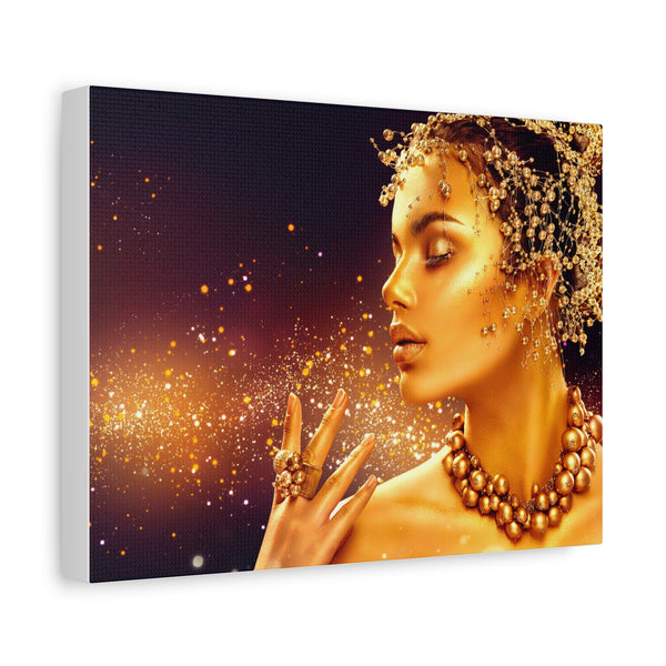 Golden Goddess Matte Canvas Print — Luxe Portrait Wall Art