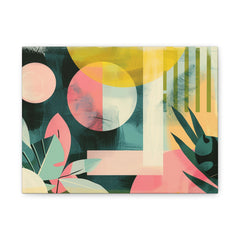 Abstract Tropical Canvas Wall Art – Midcentury Geometric Botanical Print