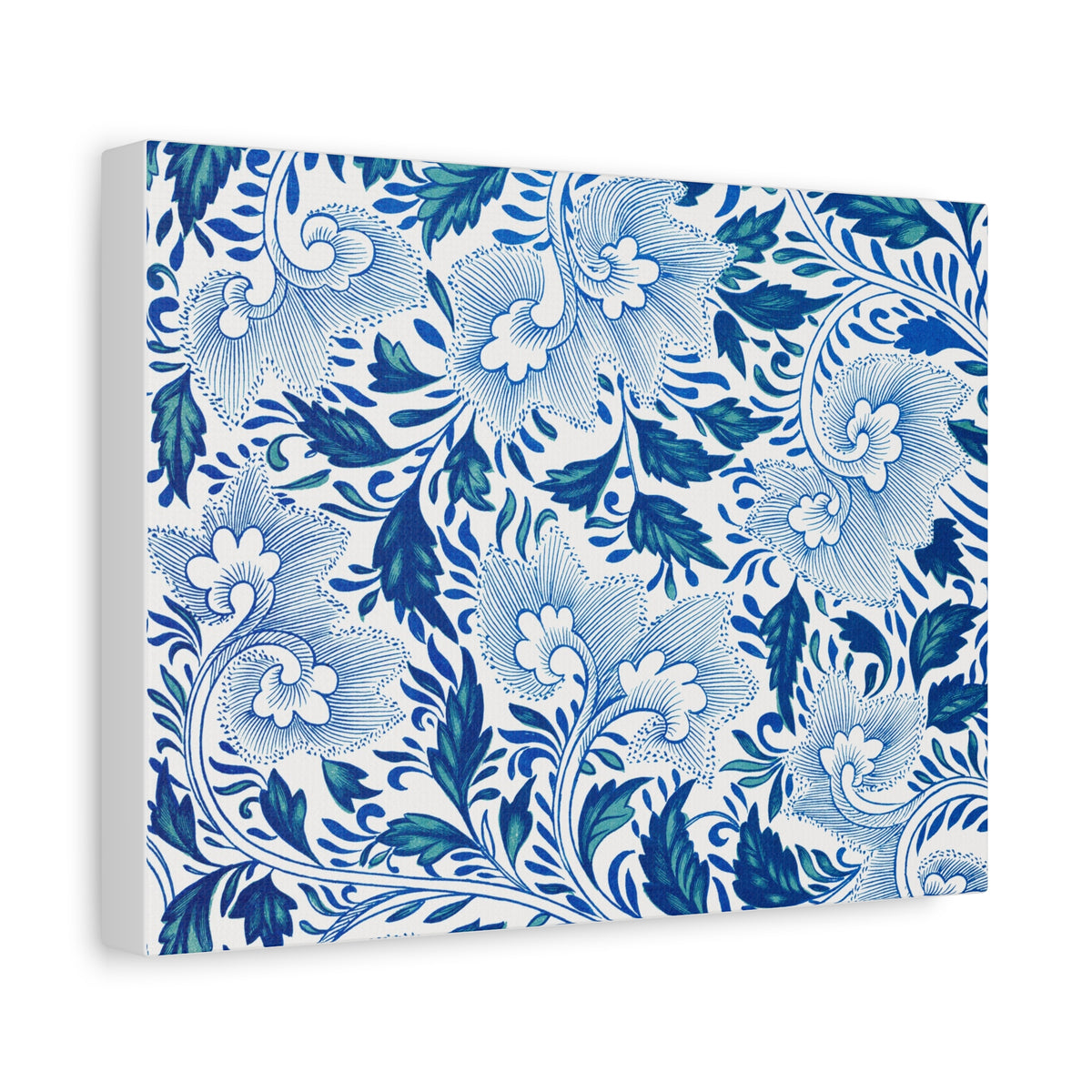 Blue Floral Canvas Wall Art — Matte Stretched Canvas 1.25"