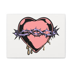 Dripping Heart with Barbed Wire Canvas Print
