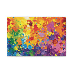 Rainbow Paint Splatter Matte Canvas Print — Vibrant Abstract Stretched Wall Art