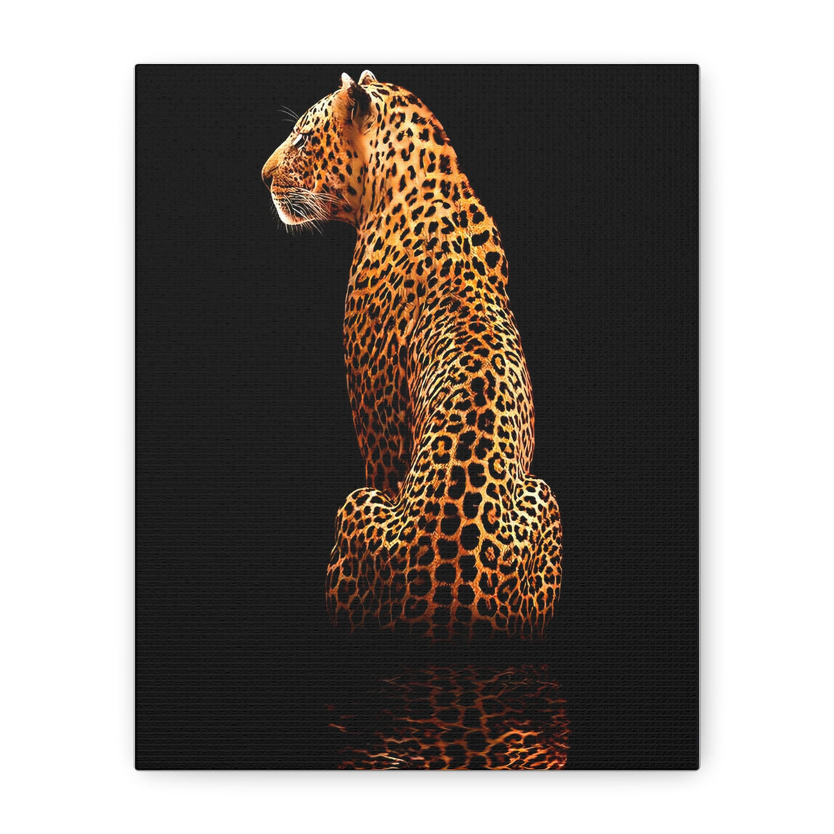 Leopard Reflection Matte Canvas Print — Elegant Wildlife Wall Art