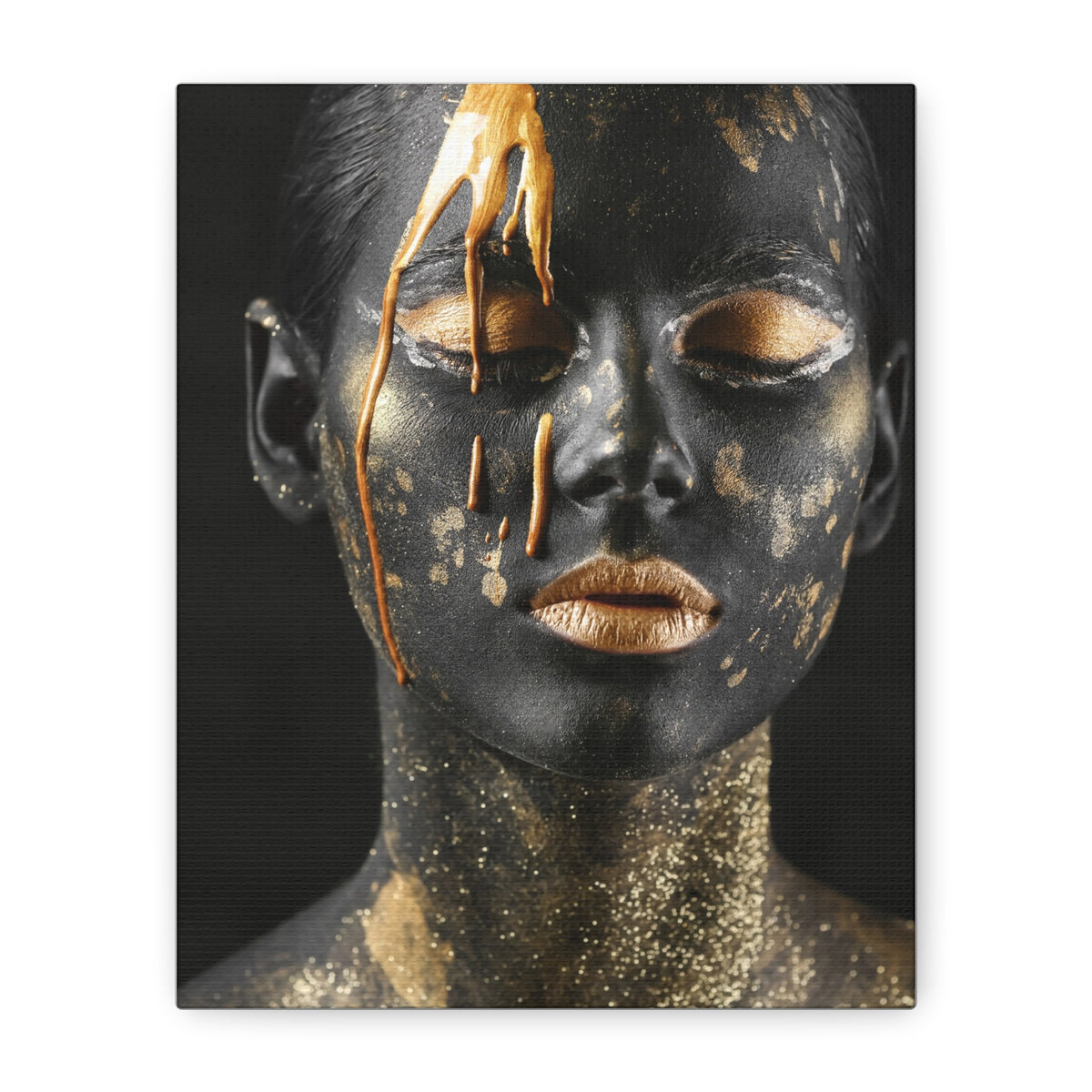 Gold Drip Portrait Canvas