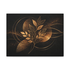 Canvas Wall Art — Golden Botanical Moon Abstract (Matte Stretched)